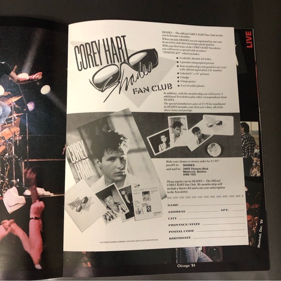 Corey Hart - Concert 🎵 Program - 1985 Who wears their sunglasses at night 😎 - Picture 6 of 7